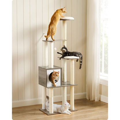 Cat Tower with Scratching Posts Padded Perches Wooden - image 3