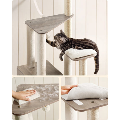 Cat Tower with Scratching Posts Padded Perches Wooden - image 4