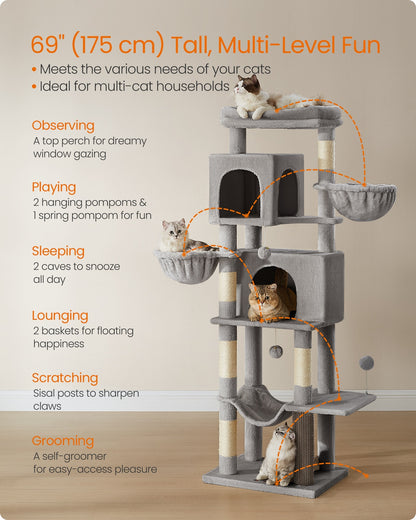 Large Cat Tree, Multi-Level, Dove Grey - image 3