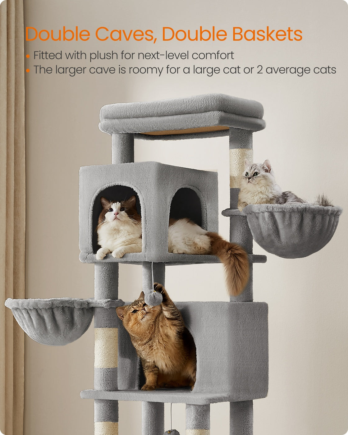 Large Cat Tree, Multi-Level, Dove Grey - image 4