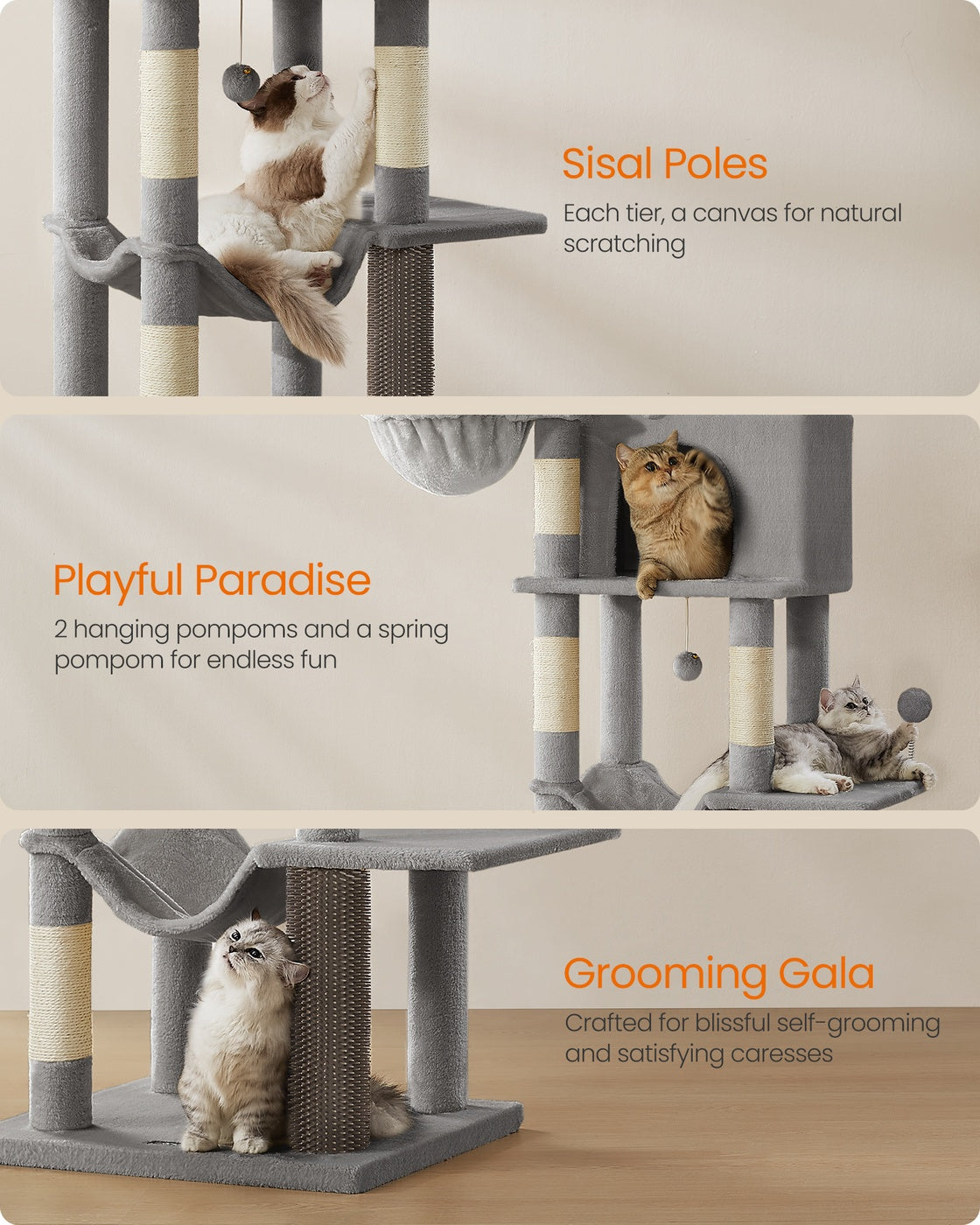 Large Cat Tree, Multi-Level, Dove Grey - image 5