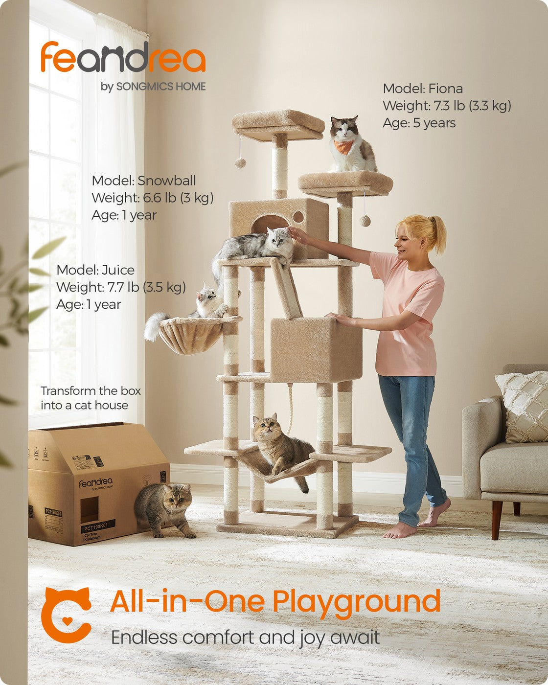 Light Grey Tall Cat Tree Activity Centre - image 79