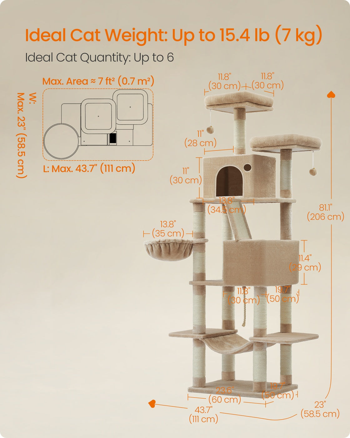 Light Grey Tall Cat Tree Activity Centre - image 83