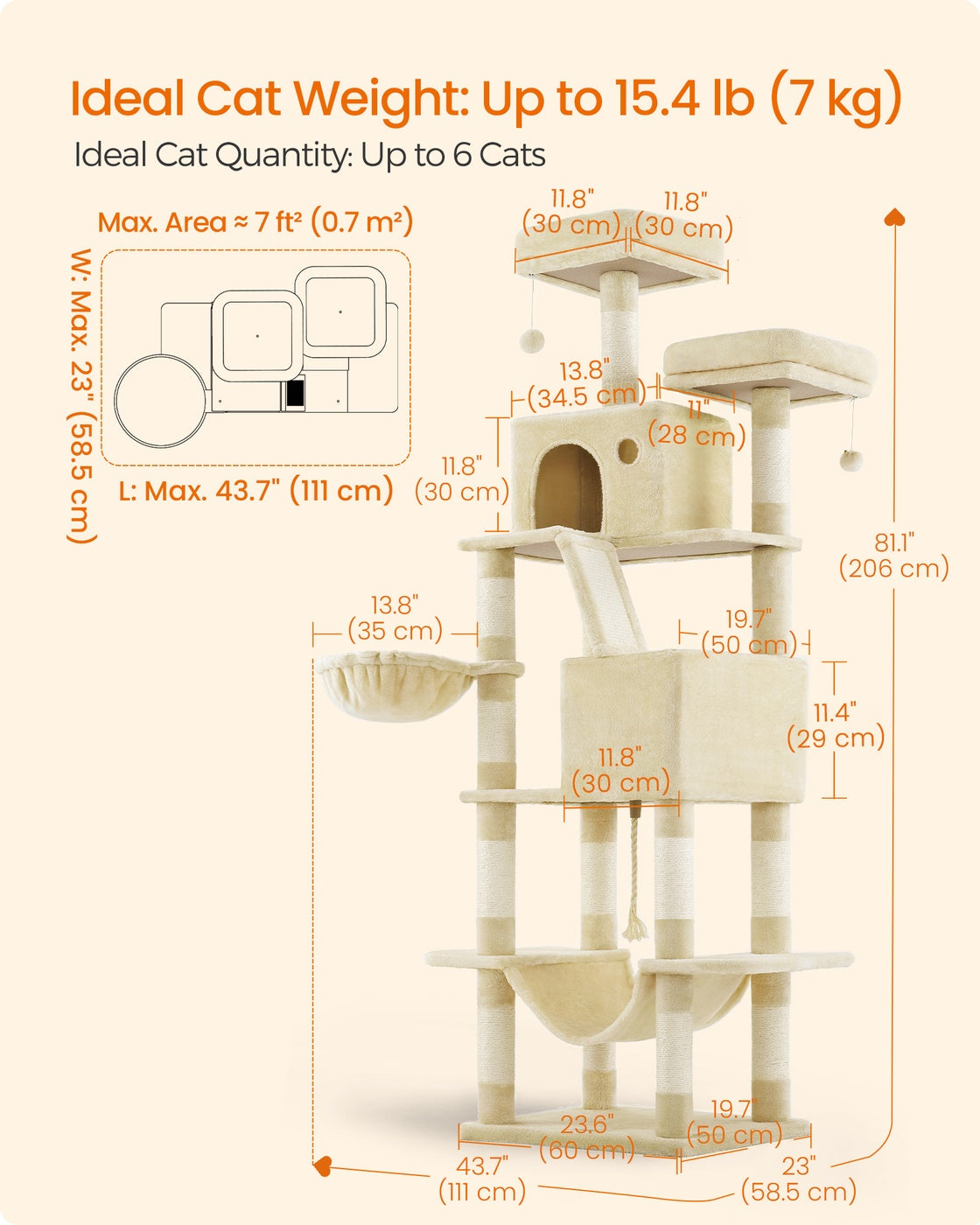 Light Grey Tall Cat Tree Activity Centre - image 15