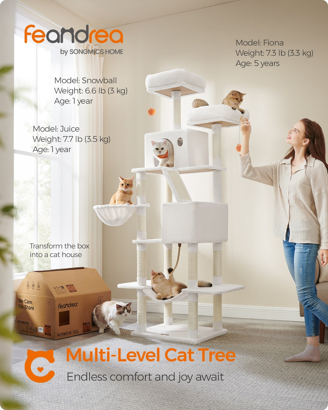 Light Grey Tall Cat Tree Activity Centre - image 27