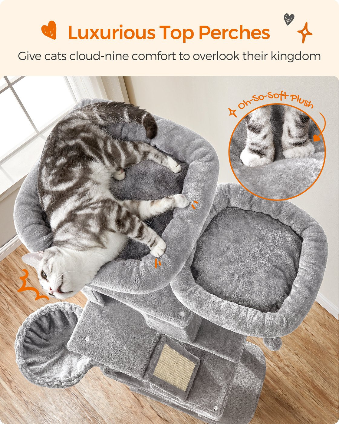 Light Grey Tall Cat Tree Activity Centre - image 4