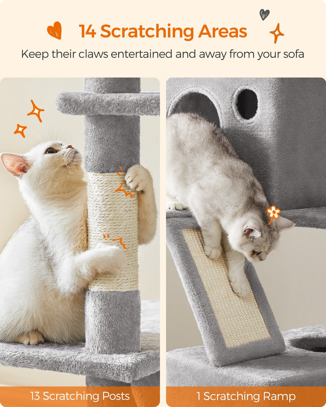 Light Grey Tall Cat Tree Activity Centre - image 6