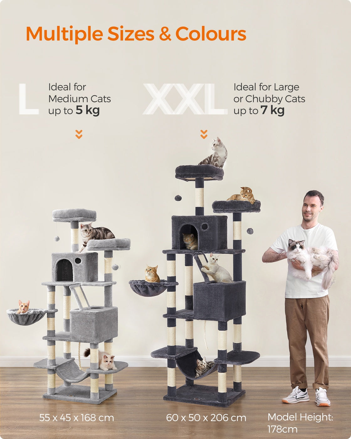 Light Grey Tall Cat Tree Activity Centre - image 8