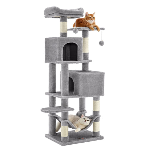 Cat Tree 155 cm Cat Tower for Indoor Cats Light Grey - image 1