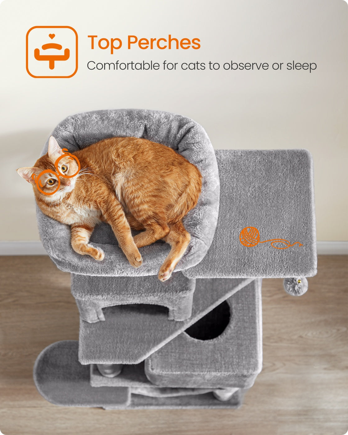 Cat Tree 155 cm Cat Tower for Indoor Cats Light Grey - image 4