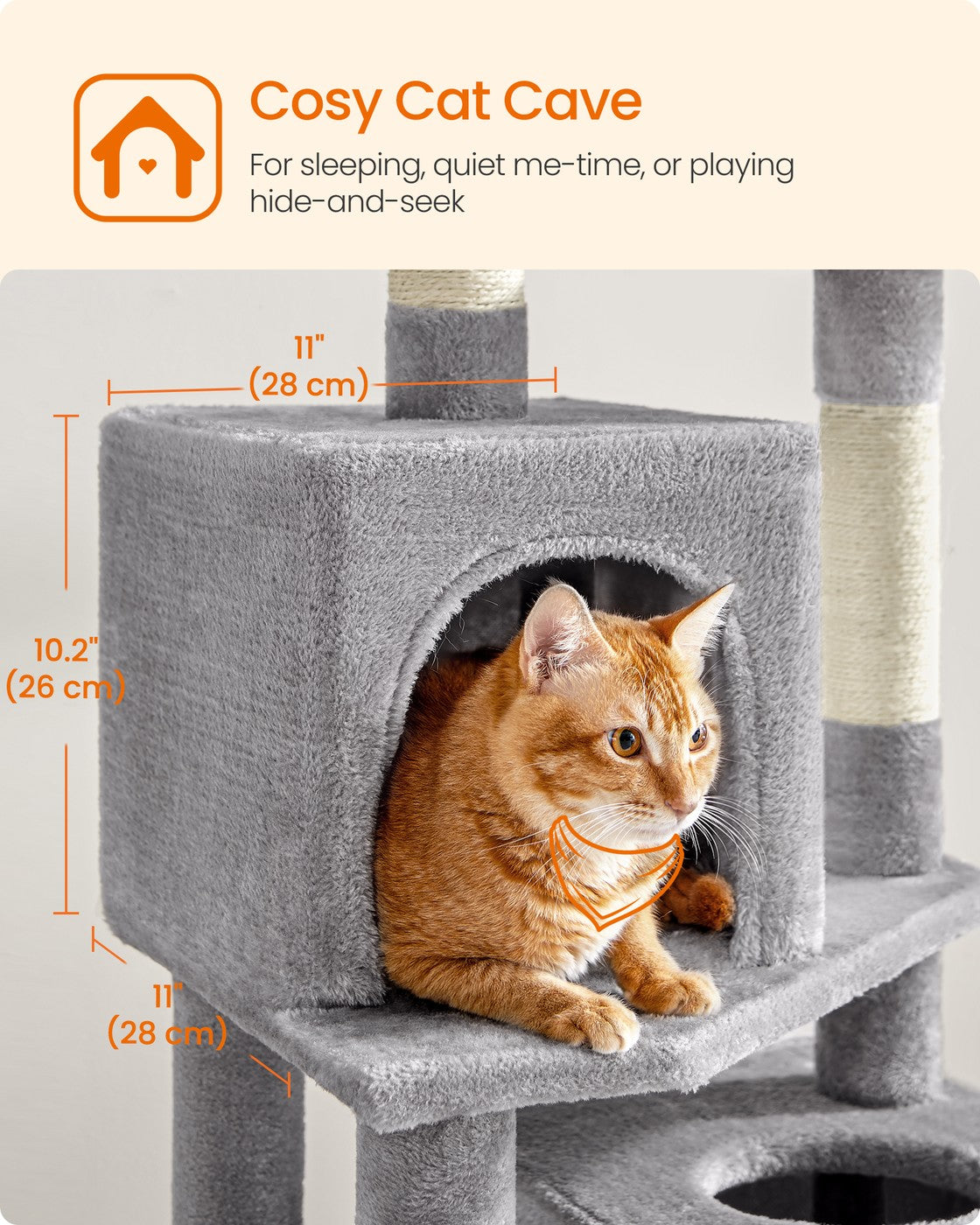 Cat Tree 155 cm Cat Tower for Indoor Cats Light Grey - image 5