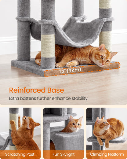 Cat Tree 155 cm Cat Tower for Indoor Cats Light Grey - image 7