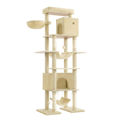 201 cm Tall Cat Tree XXL Large with Scratching Posts Light Grey - image 1
