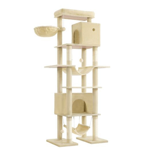 201 cm Tall Cat Tree XXL Large with Scratching Posts Light Grey - image 1