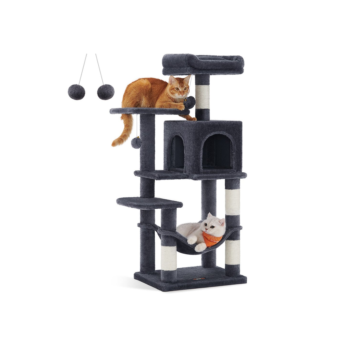 Grey Cat Condo with Hammock & Pompoms - image 16