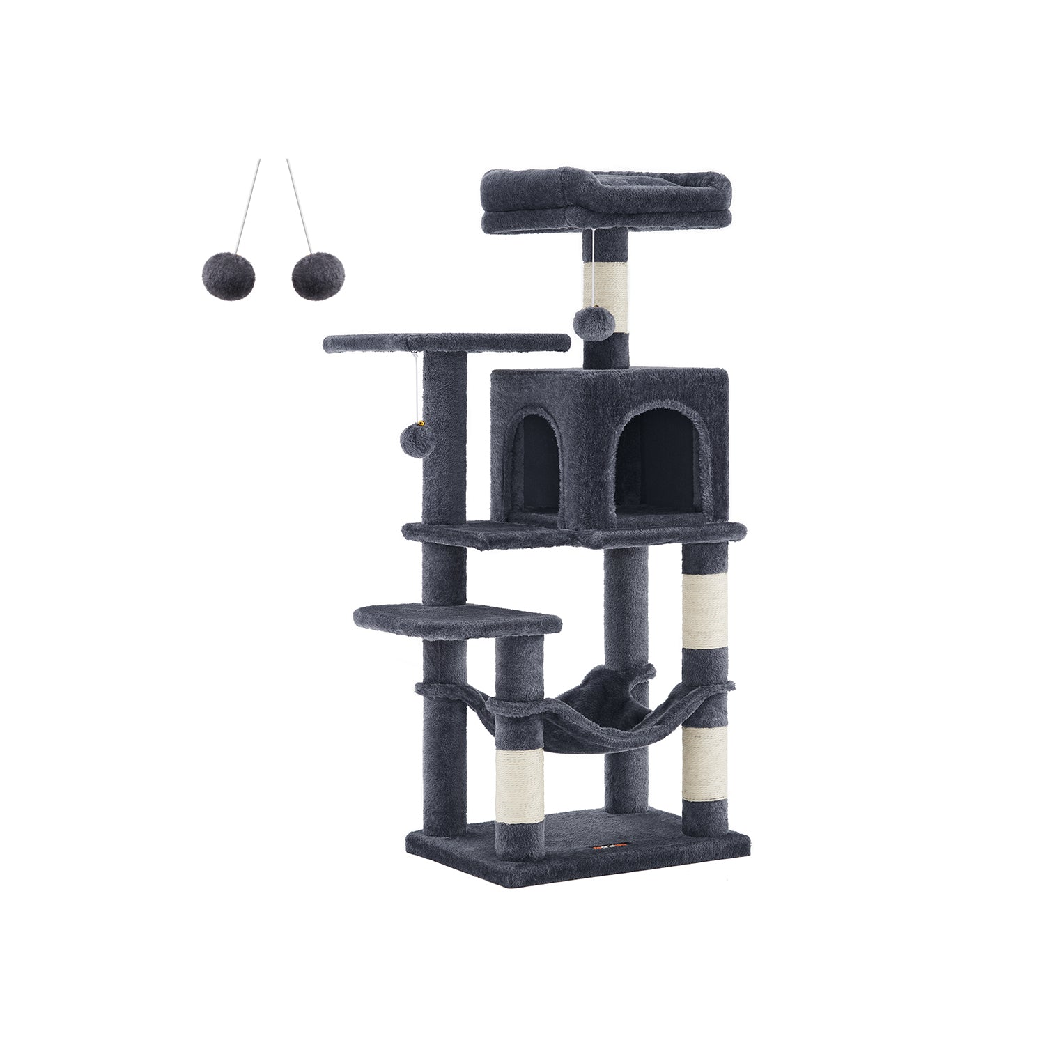 Grey Cat Condo with Hammock & Pompoms - image 17