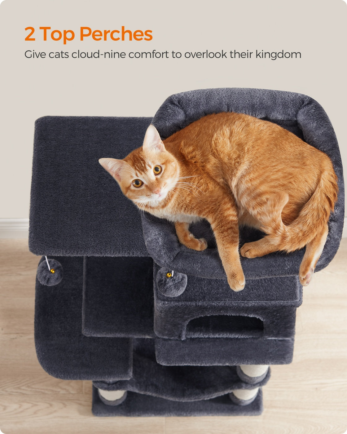 Grey Cat Condo with Hammock & Pompoms - image 20