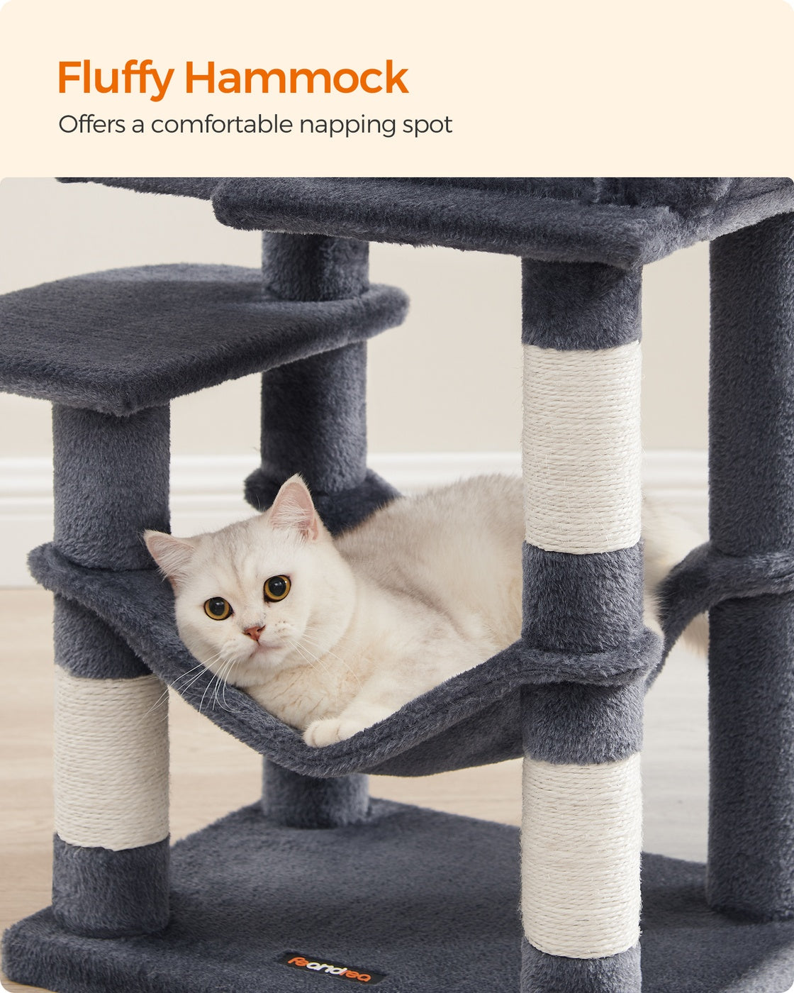 Grey Cat Condo with Hammock & Pompoms - image 21