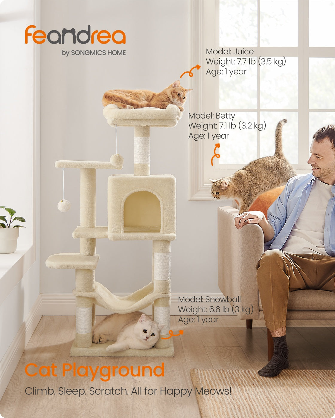 Grey Cat Condo with Hammock & Pompoms - image 42