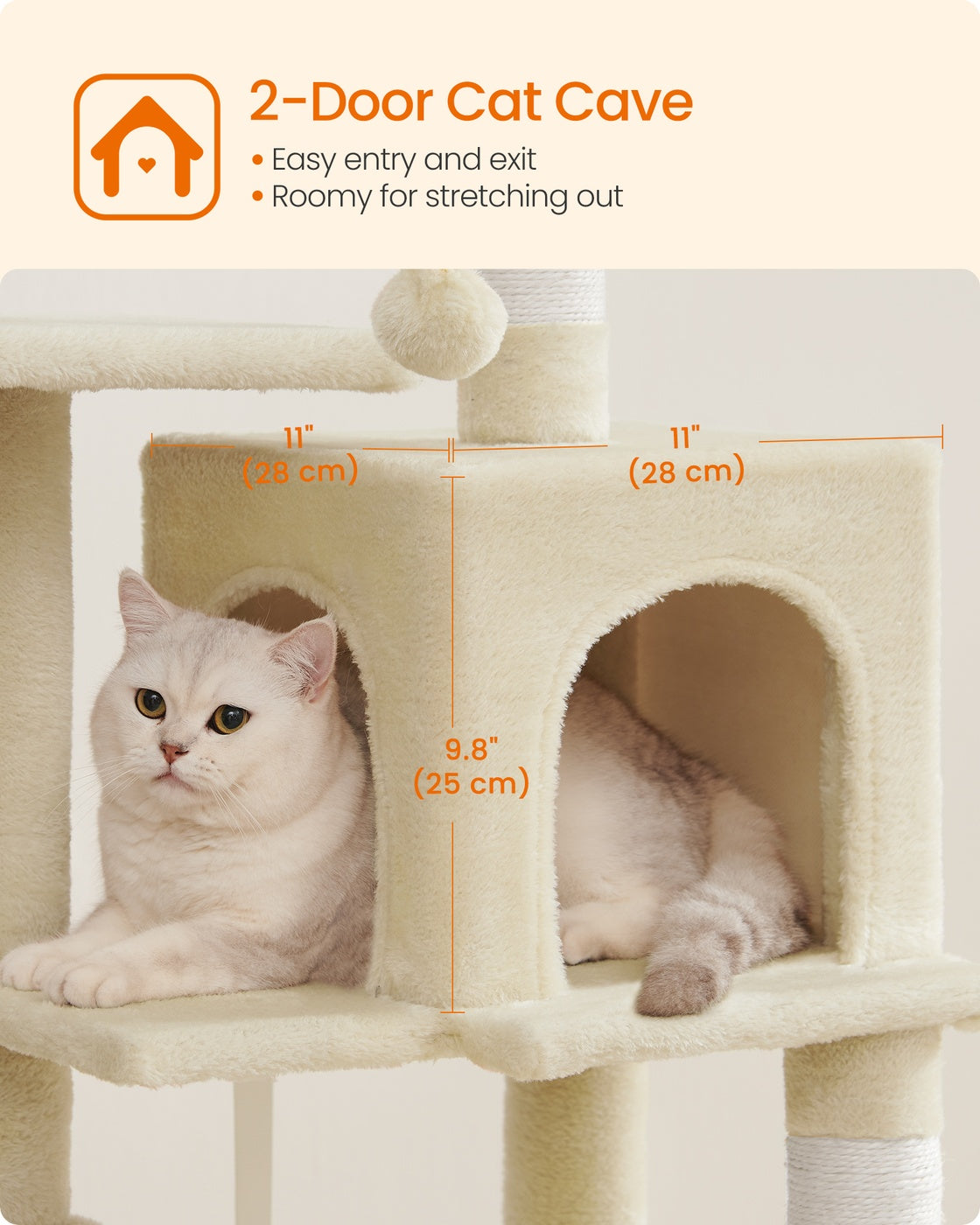 Grey Cat Condo with Hammock & Pompoms - image 47