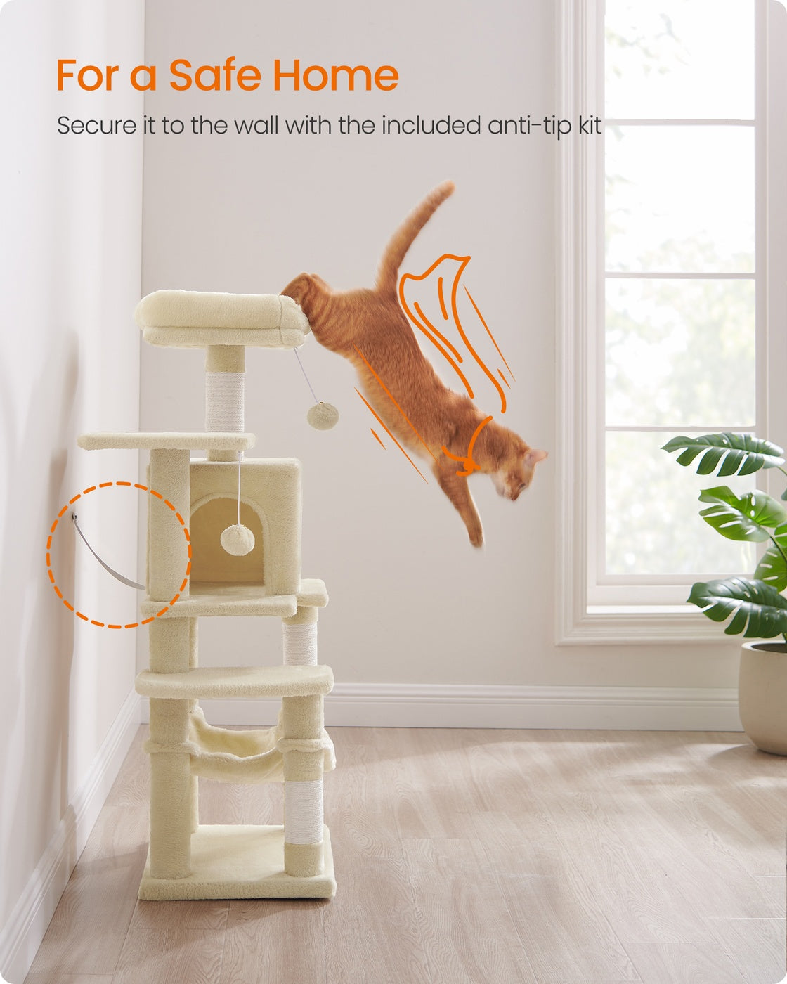 Grey Cat Condo with Hammock & Pompoms - image 49