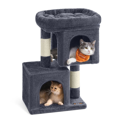 Cat Tree Tower 67 cm for Kittens up to 3 kg 2 Caves Light Grey - image 41