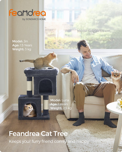 Cat Tree Tower 67 cm for Kittens up to 3 kg 2 Caves Light Grey - image 43