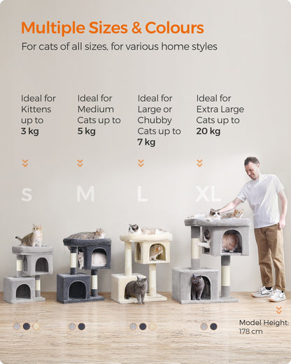 Cat Tree Tower 67 cm for Kittens up to 3 kg 2 Caves Light Grey - image 48