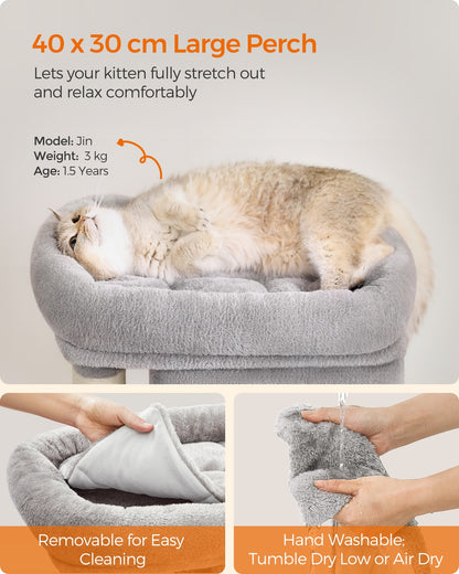 Cat Tree Tower 67 cm for Kittens up to 3 kg 2 Caves Light Grey - image 3