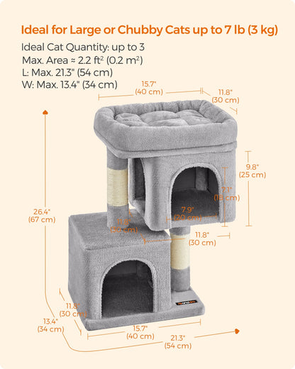 Cat Tree Tower 67 cm for Kittens up to 3 kg 2 Caves Light Grey - image 7