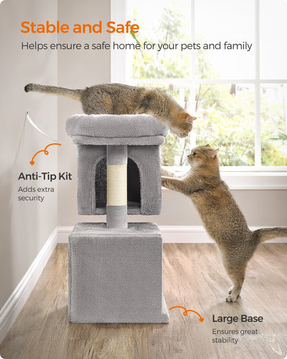Cat Tree Tower 67 cm for Kittens up to 3 kg 2 Caves Light Grey - image 8