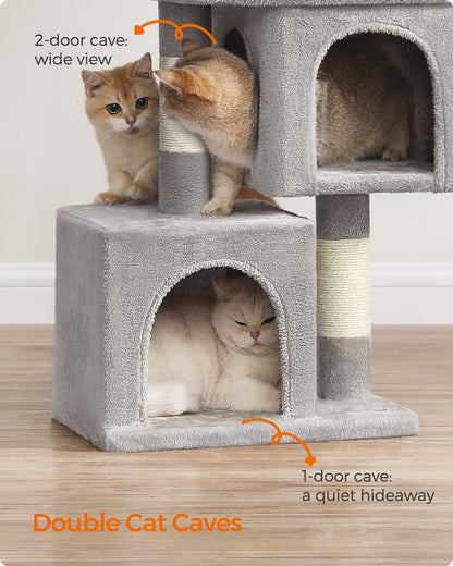 Cat Tree Tower 67 cm for Kittens up to 3 kg 2 Caves Light Grey - image 10