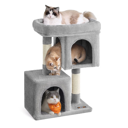 Cat Tree Tower 67 cm for Kittens up to 3 kg 2 Caves Light Grey - image 11