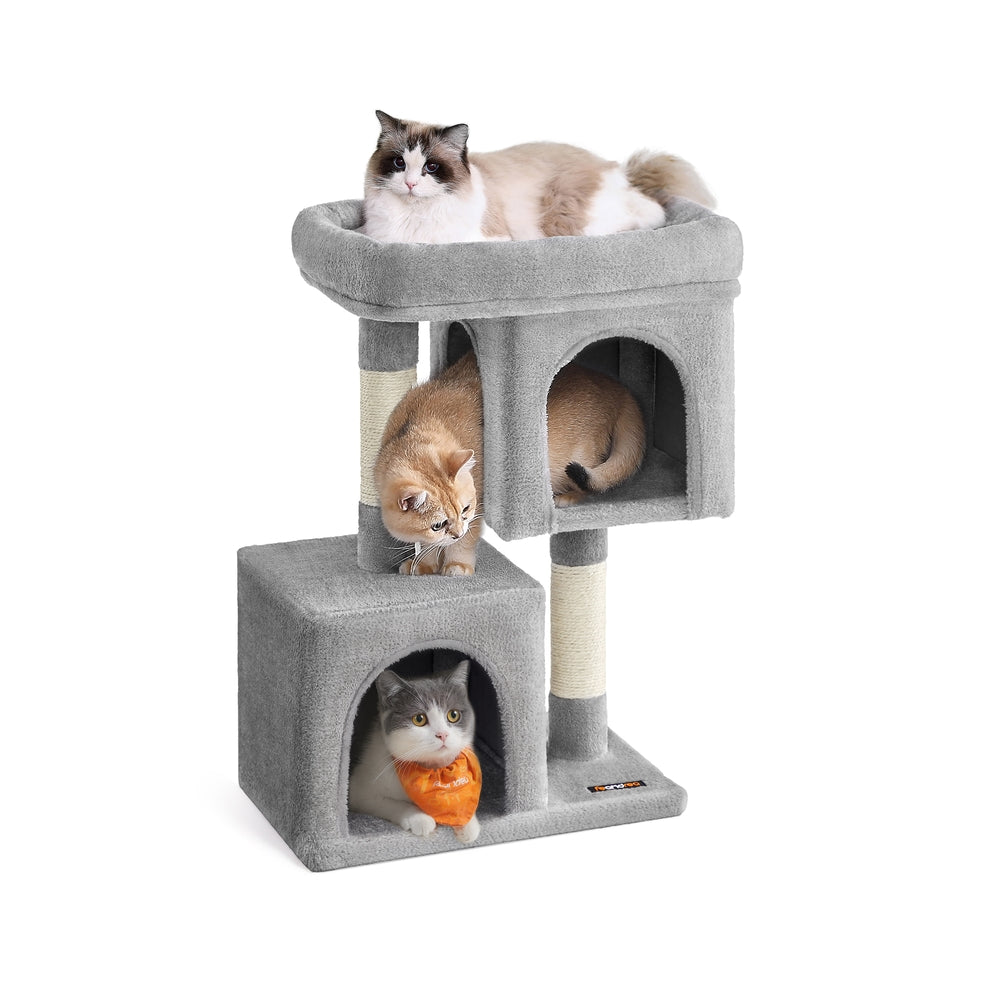 Cat Tree Tower 67 cm for Kittens up to 3 kg 2 Caves Light Grey - image 15