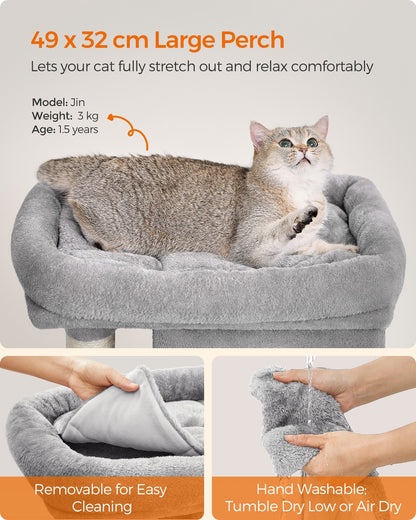 Cat Tree Tower 67 cm for Kittens up to 3 kg 2 Caves Light Grey - image 17