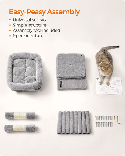 Cat Tree Tower 67 cm for Kittens up to 3 kg 2 Caves Light Grey - image 19