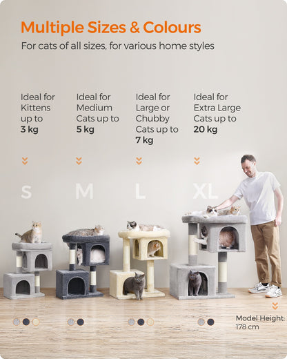 Cat Tree Tower 67 cm for Kittens up to 3 kg 2 Caves Light Grey - image 22