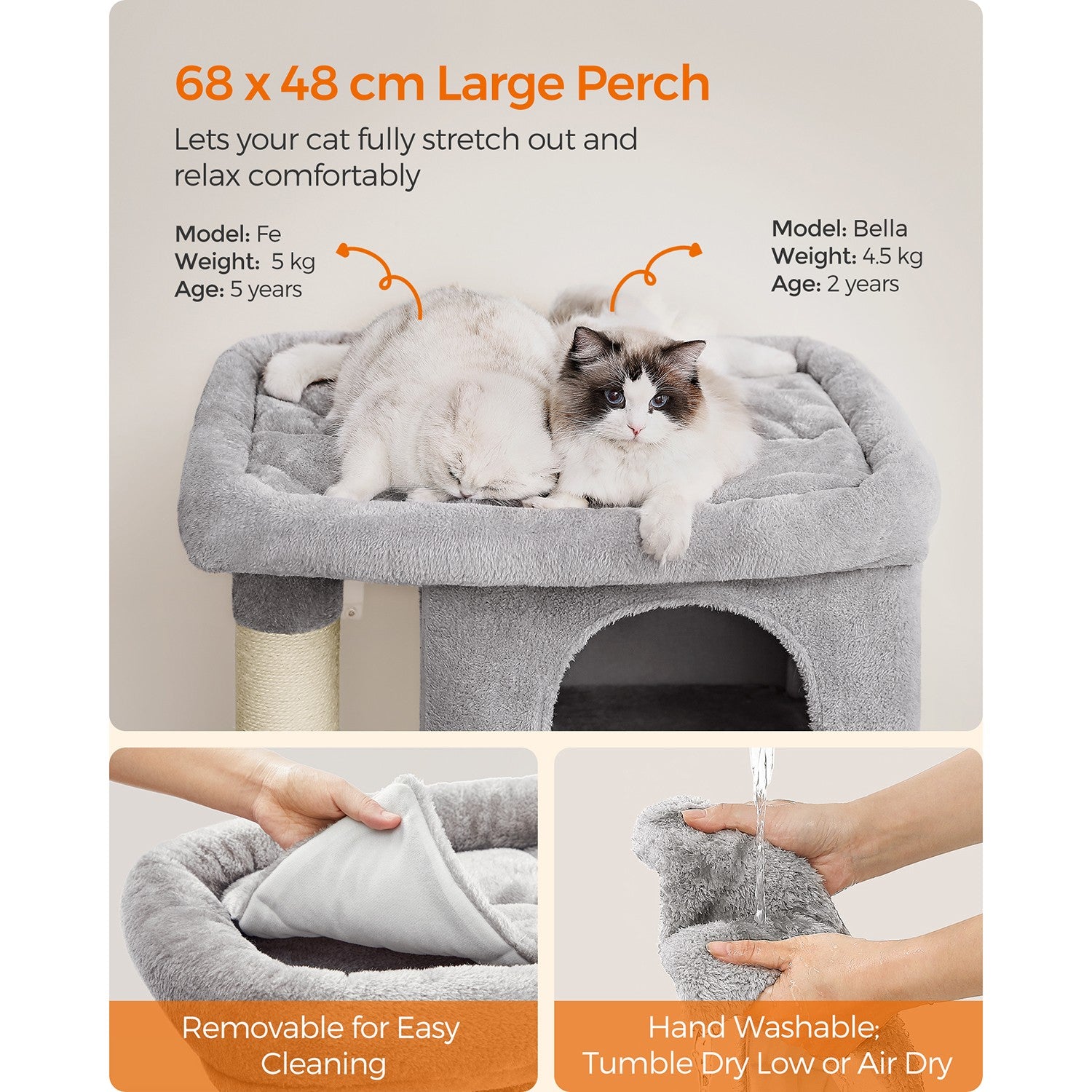 101 cm Cat Tower with 2 Cat Caves - image 4