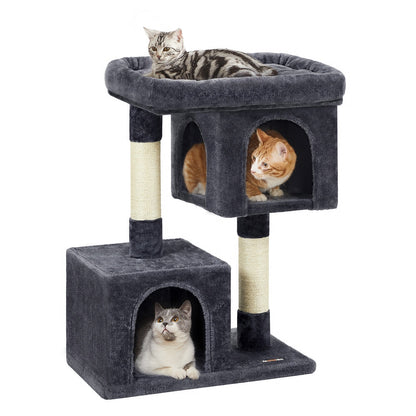 Cat Tree Tower 67 cm for Kittens up to 3 kg 2 Caves Light Grey - image 59