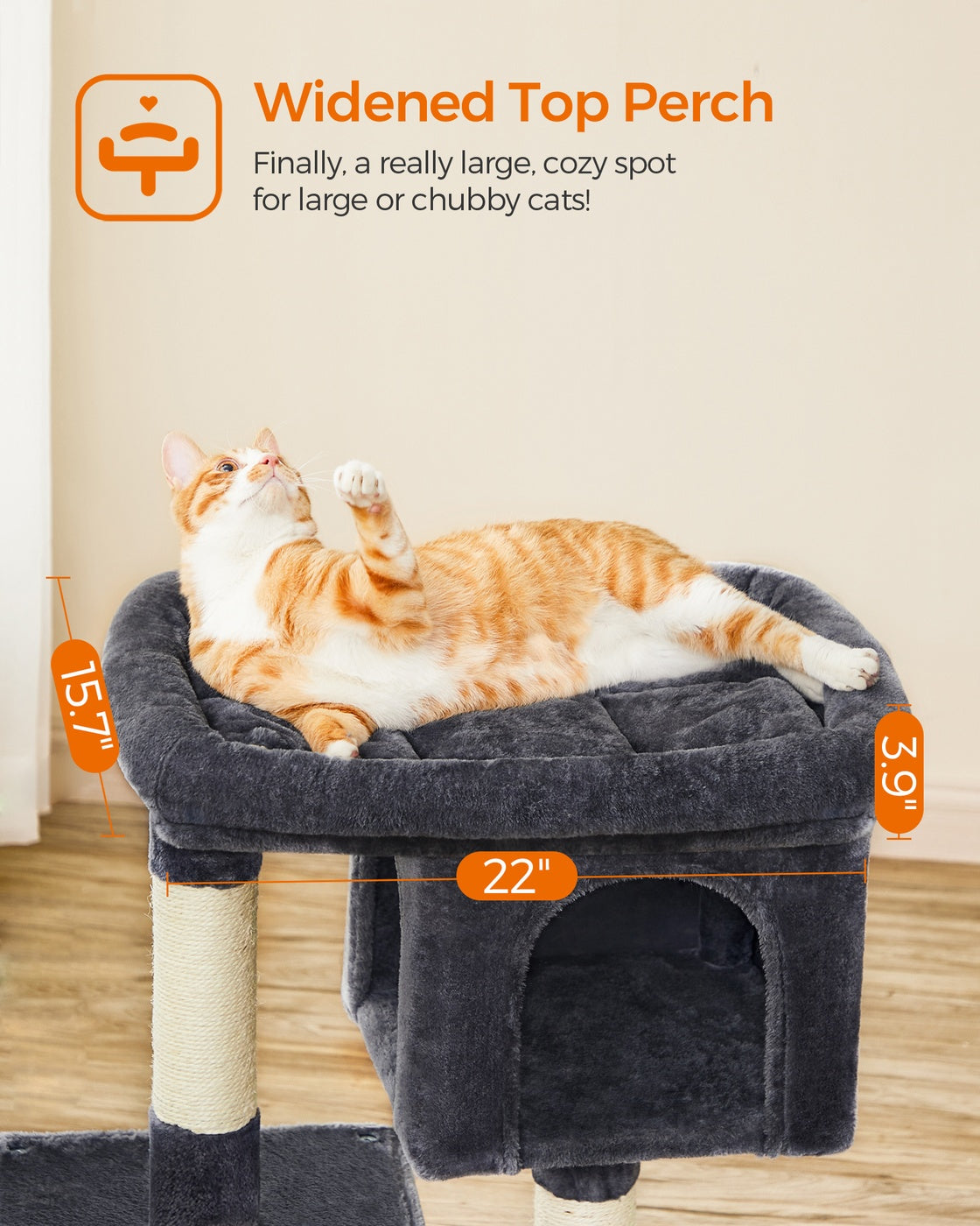 Cat Tree Tower 67 cm for Kittens up to 3 kg 2 Caves Light Grey - image 62