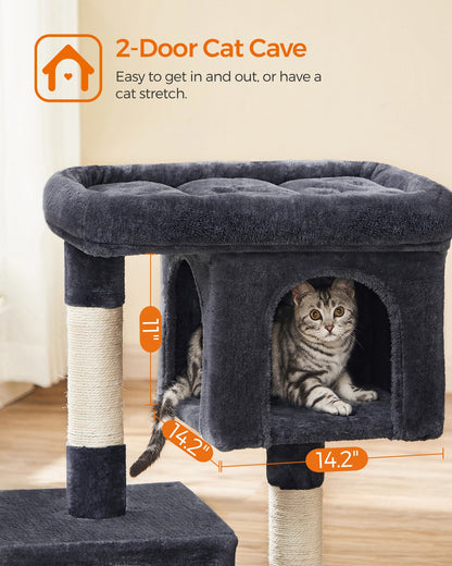 Cat Tree Tower 67 cm for Kittens up to 3 kg 2 Caves Light Grey - image 63