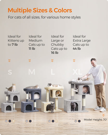 Cat Tree Tower 67 cm for Kittens up to 3 kg 2 Caves Light Grey - image 66