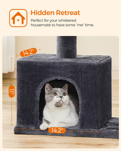Cat Tree Tower 67 cm for Kittens up to 3 kg 2 Caves Light Grey - image 67