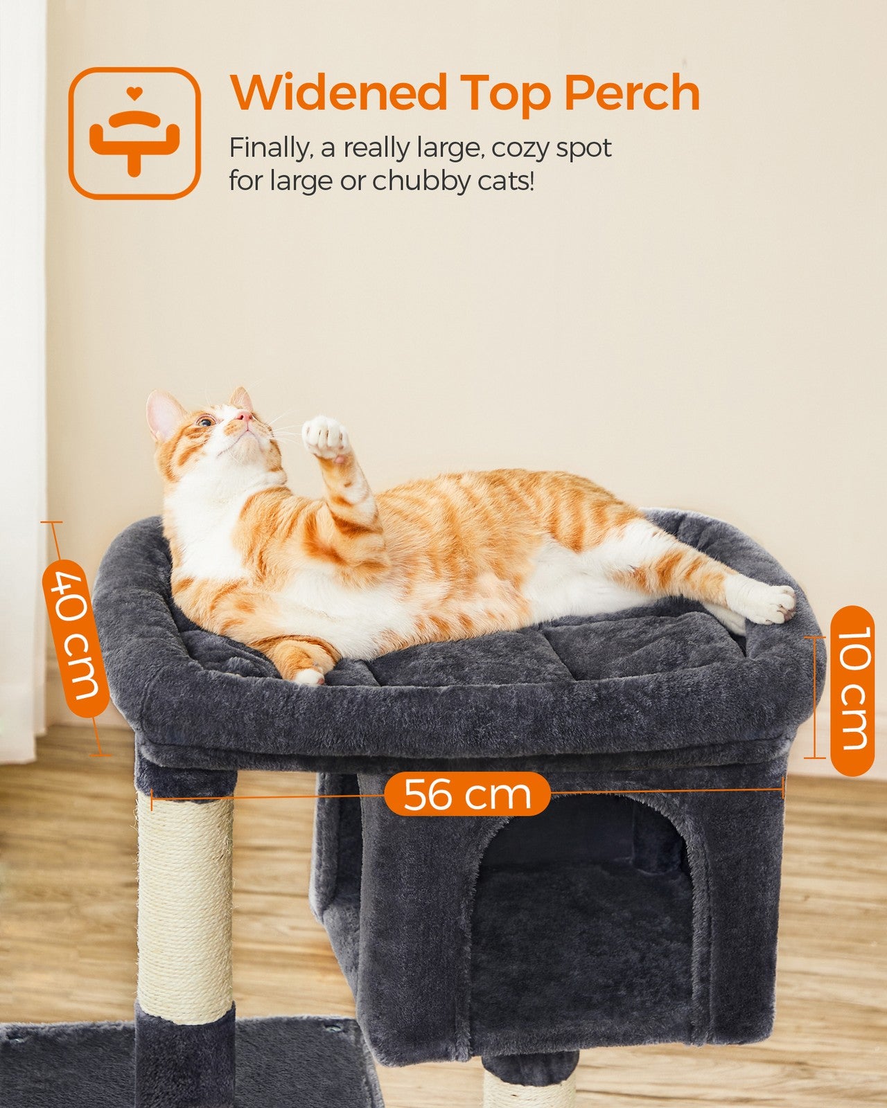 Cat Tree Tower 67 cm for Kittens up to 3 kg 2 Caves Light Grey - image 69