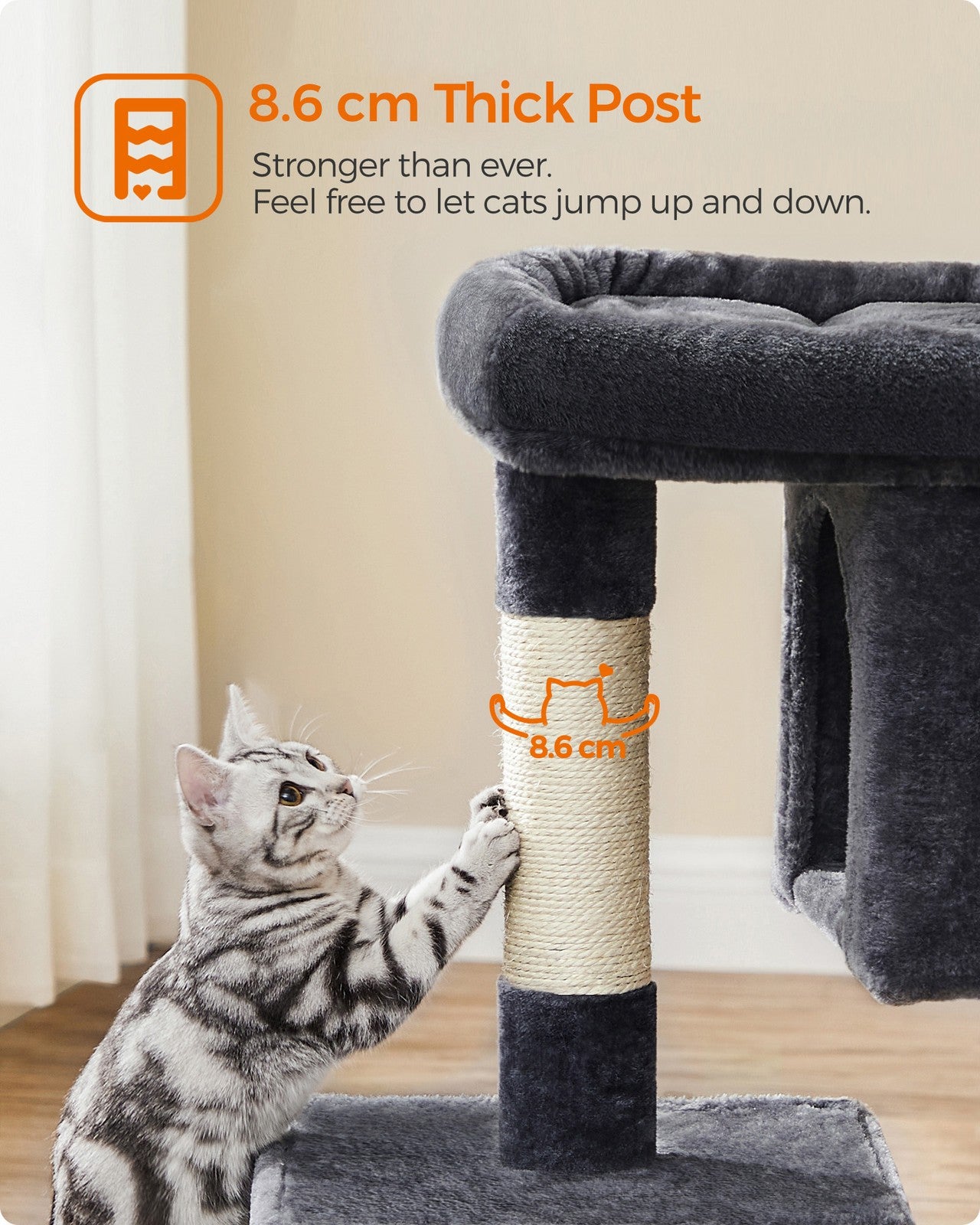 Cat Tree Tower 67 cm for Kittens up to 3 kg 2 Caves Light Grey - image 71