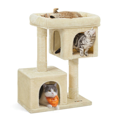 Cat Tree Tower 67 cm for Kittens up to 3 kg 2 Caves Light Grey - image 72