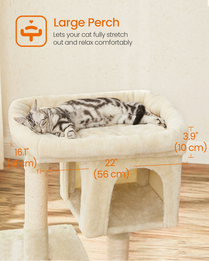 Cat Tree Tower 67 cm for Kittens up to 3 kg 2 Caves Light Grey - image 75