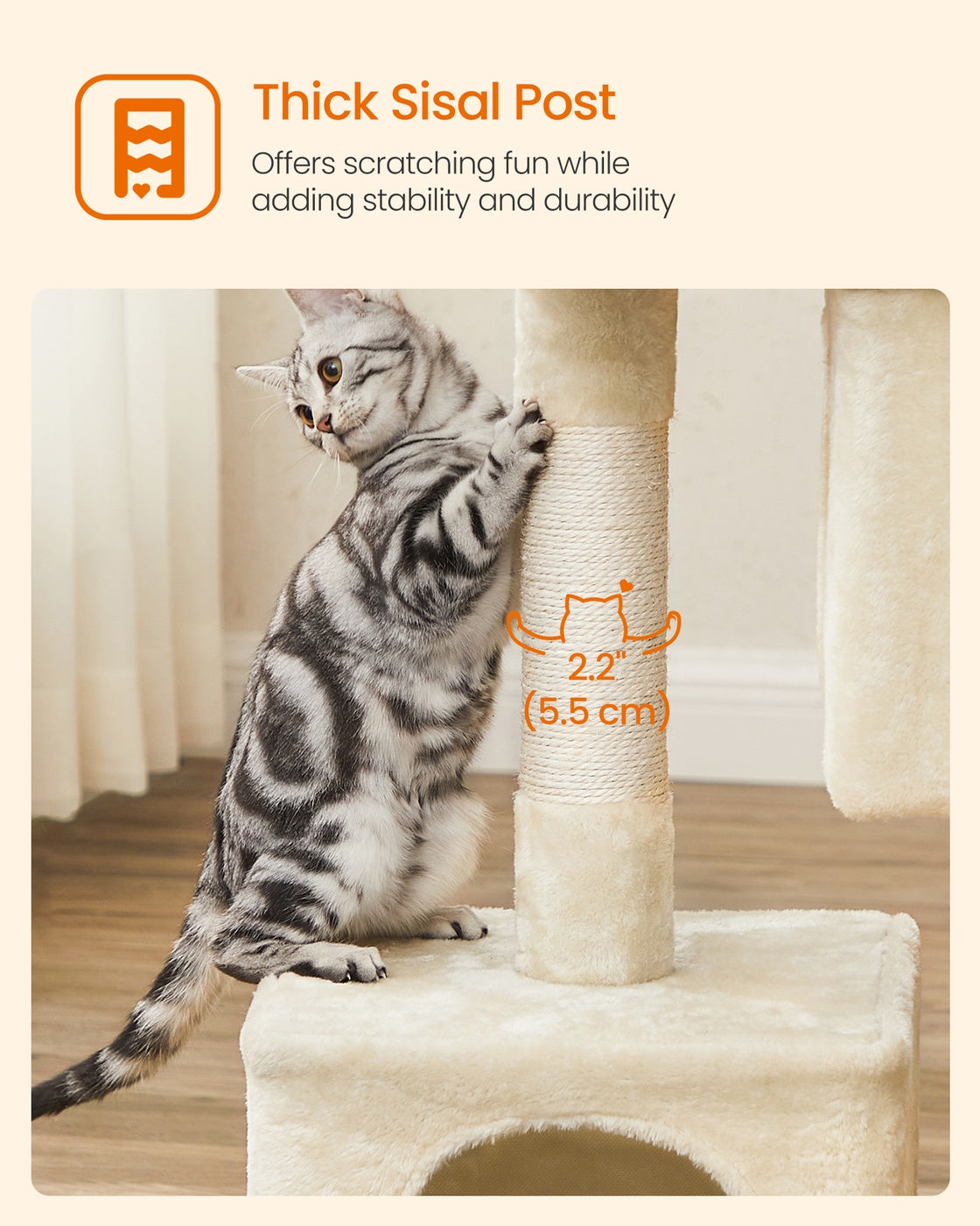 Cat Tree Tower 67 cm for Kittens up to 3 kg 2 Caves Light Grey - image 77