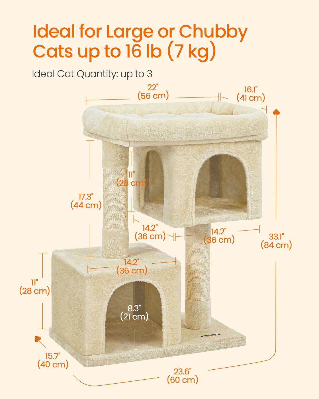 Cat Tree Tower 67 cm for Kittens up to 3 kg 2 Caves Light Grey - image 78
