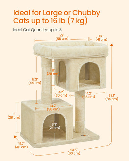 Cat Tree Tower 67 cm for Kittens up to 3 kg 2 Caves Light Grey - image 78